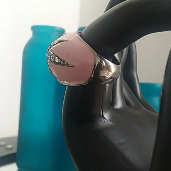 Pink and turquoise starburst ring - Picture 2 of 4